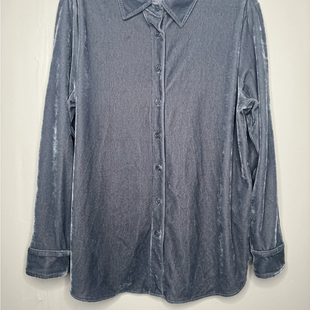 Soft Surroundings velvet boyfriend tunic shirt womens M Forest whimsigoth boho